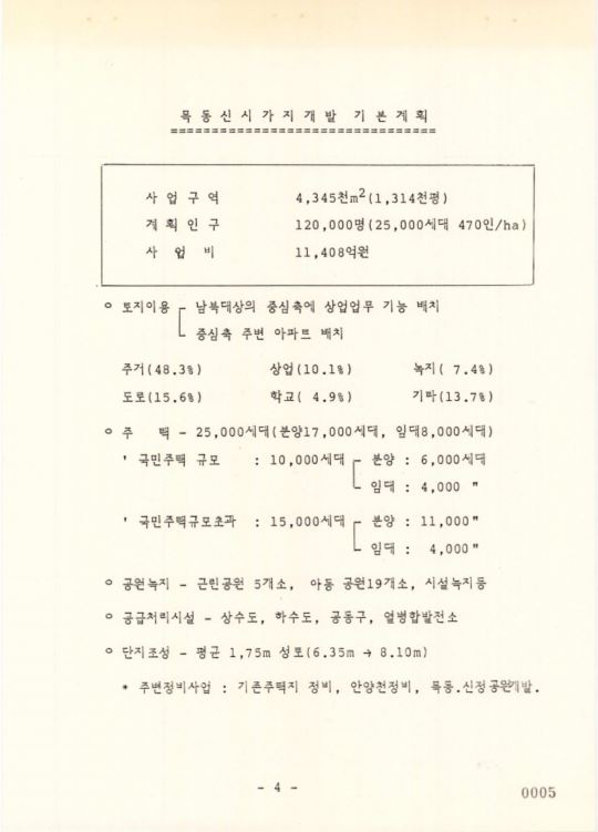 ‘86주요업무계획_목동신시가지개발 기본계획