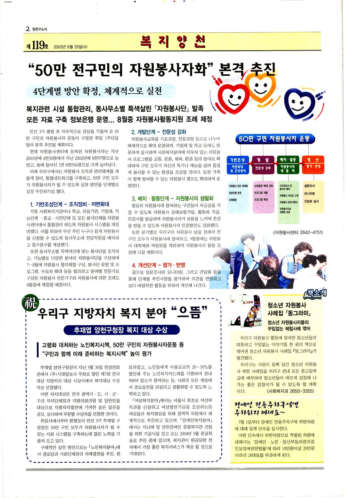 양천구소식 제119호 (50만 전구민의 자원봉사화 운동 본격 추진)